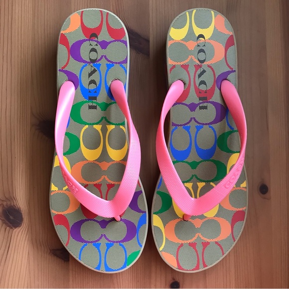 Coach Shoes Coach Lynn Flip Flop In Rainbow Print Size 7 8 9 11